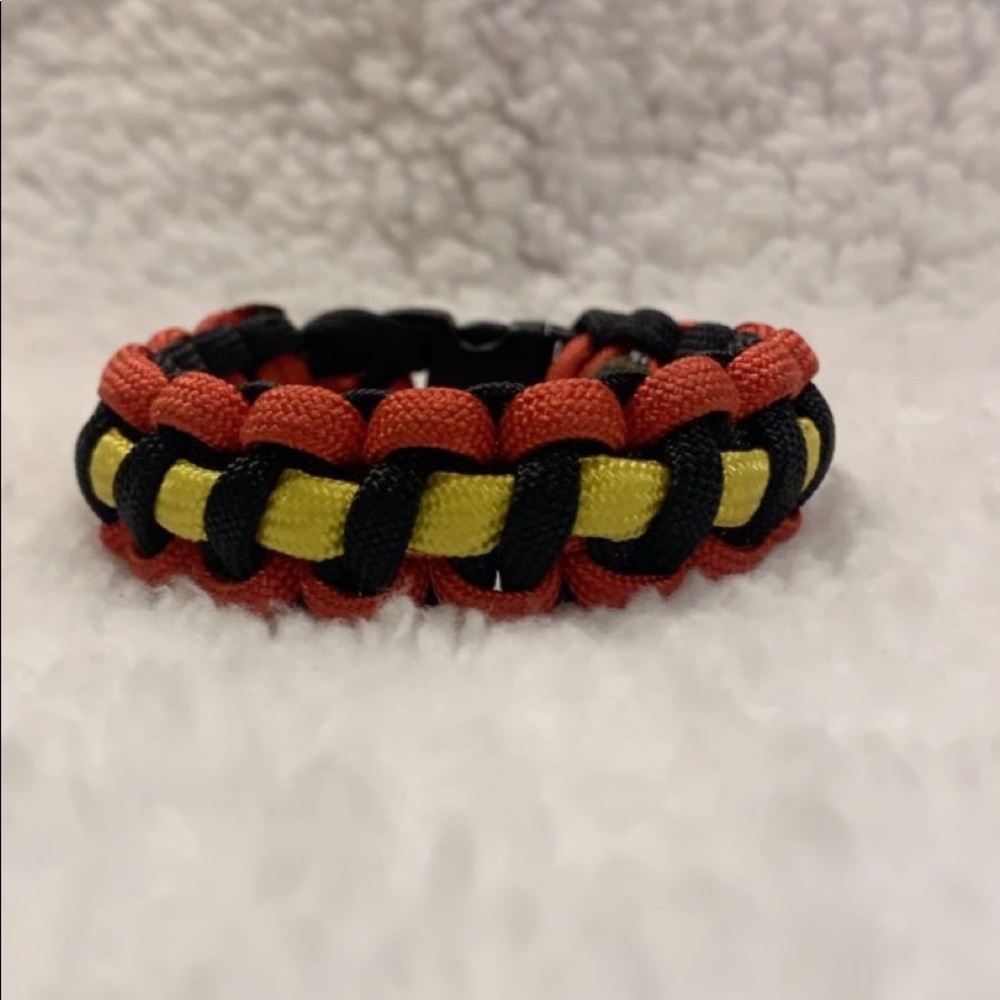 Homemade Red, black, and yellow Paracord Bracelet